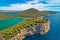 Telascica nature park and green Mir lake on Dugi Otok island aerial view