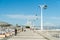 Telecabins cable cars and people in Park of Nations in Lisbon