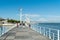 Telecabins cable cars and people in Park of Nations in Lisbon