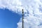 Telecommunication 5G tower. Digital wireless communication system. Basic station mobile phone. 5G of the smart antenna of a basic