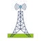 Telecommunication antenna tower blue lines