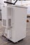 Telecommunication cabinet from 4G and 5G telecommunications tower. Industrial background