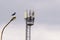Telecommunication, cellular tower and antenna. Radio tower with 4G, 5G. Selective focus