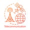 Telecommunication concept icon. Overall wireless network. Satellite connection. Global communication system idea thin