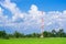 Telecommunication Radio Antenna and Satelite Tower with blue sky