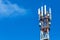 Telecommunication tower of 4G and 5G cellular. Cell Site Base Station. Wireless Communication Antenna Transmitter. Green deal