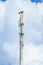 Telecommunication tower of 4G and 5G cellular. Macro Base Station. 5G radio network telecommunication equipment with radio modules
