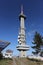 Telecommunication tower with antennas. Vitosha Mountain TV Tower, known as Kopitoto tower above Sofia, Bulgaria