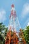 Telecommunication tower in the jungles at the tropical island