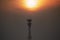 Telecommunication transmission tower with beautiful sunset