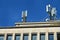 Telecommunications antennas on building roof