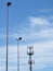 Telecommunications cell phone tower and light poles