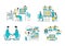 Telecommuting concept. Vector illustration of people having communication via telecommuting system. Concept for any telework