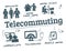 Telecommuting  illustration concept with doodle icons