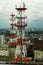 Telecomunication tower on building rooftop