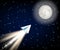 Telegram cryptocurrency flying to the moon like space rocket vector illustration