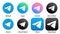 Telegram icon. Social media. Popular messenger app. Set of gradient logos: default, classic, aqua, sunset