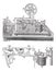 Telegraph, Morse apparatus, vintage engraving
