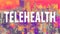 Telehealth theme with the New York City skyline