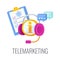 Telemarketing flat vector icon. Cold calling. Outbound marketing.