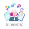 Telemarketing flat vector icon. Cold calling. Outbound marketing.