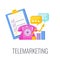 Telemarketing flat vector icon. Cold calling. Outbound marketing.