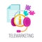 Telemarketing flat vector icon. Cold calling. Outbound marketing.