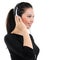 Telemarketing headset woman portrait