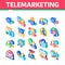 Telemarketing Sale Isometric Icons Set Vector