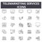 Telemarketing service line icons, signs, vector set, outline illustration concept