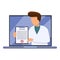 Telemedicine doctor icon, cartoon style