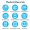 Telemedicine and Health Records Icon Set with Caduceus, file fol