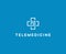 Telemedicine logo. Distance medical consultation website logotype. Cross sign. E-medicine, online diagnosis icon