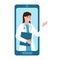 Telemedicine, online medicine, telehealth concept. Online woman doctor give medical consultation in smartphone app