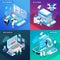 Telemedicine remote health service 4 isometric colorful compositions square with online laboratory mobile smart devices vector