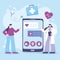 Telemedicine, smartphone medical practitioner give consultation, online discussion with patient