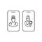 Telemedicine or telehealth virtual visit video visit between two mobile phones flat vector icon for healthcare apps and