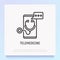 Telemedicine thin line icon: stethoscope with speech bubble on screen of smartphone. Modern vector illustration of online medical