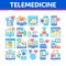 Telemedicine Treatment Collection Icons Set Vector