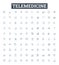 Telemedicine vector line icons set. Telehealth, Video, Remote, Telemedicine, HealthCare, Communication, Diagnostics