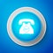 Telephone 24 hours support icon isolated on blue background. All-day customer support call-center. Full service 24 hour