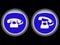 Telephone blue icons against black