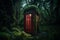 A telephone booth lost in the middle of the forest, Generated by AI