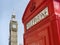 Telephone box with Big Ben in background.