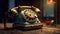 Telephone communication old fashioned rotary phone connects nostalgia and global communications generated by AI