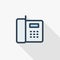 Telephone, office phone thin line flat icon. Linear vector symbol colorful long shadow design.