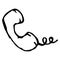 Telephone receiver with wire. Retro handset phone. Call center. Vector illustration. Simple hand drawing icon