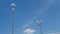 Telephone towers used to broadcast signals at dusk.