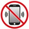 Telephone warning stop sign icon. Phone turn off. Vector