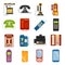 Telephones icons communication call contact device vector icons